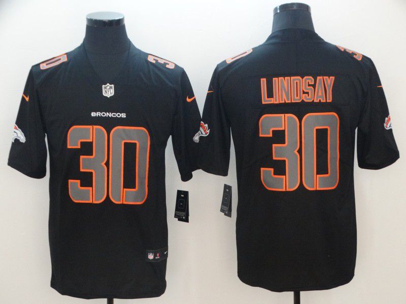Men Denver Broncos #30 Lindsay Nike Fashion Impact Black Color Rush Limited NFL Jersey